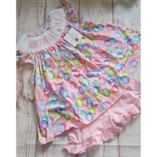 Birthday short set smocked